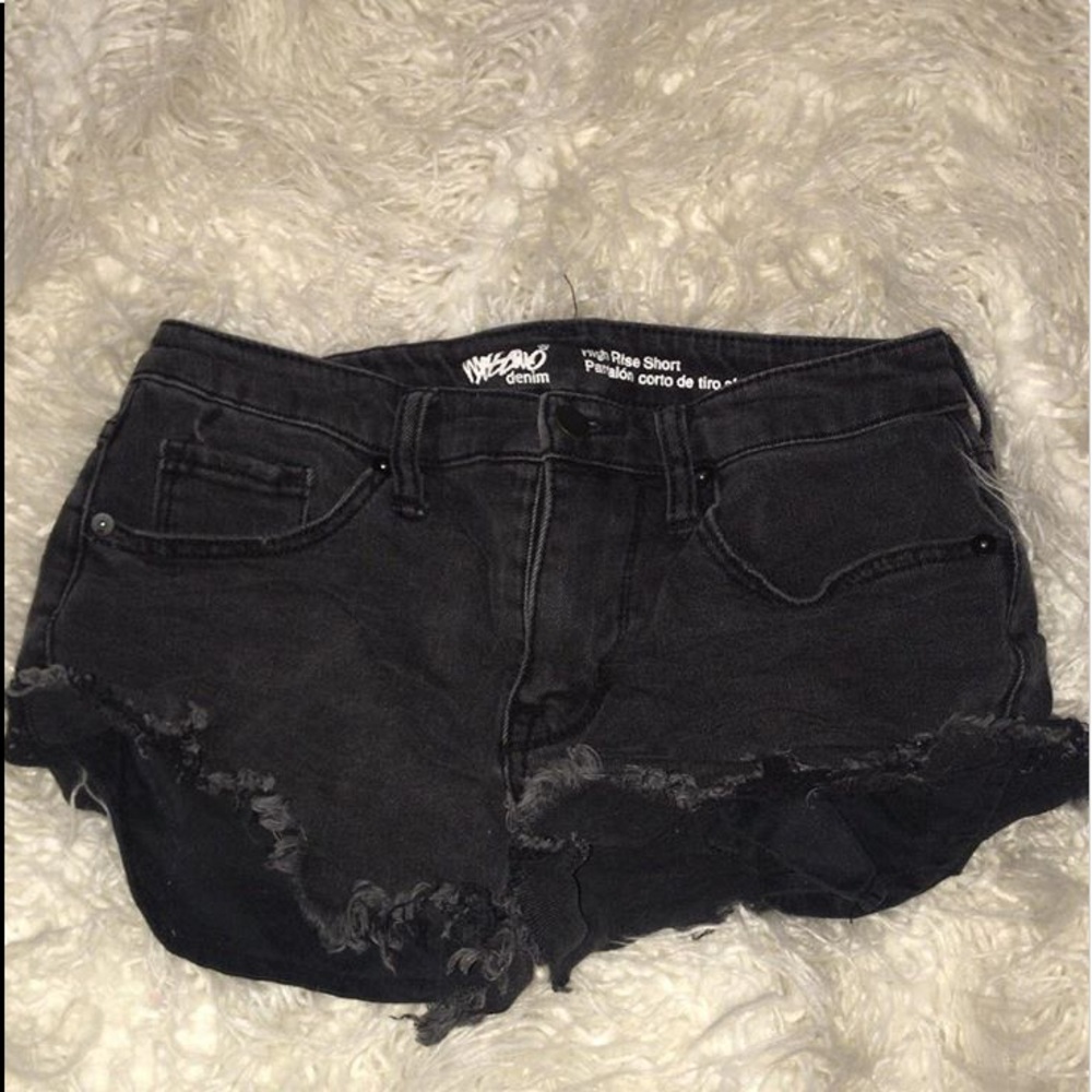 Black ripped jean shorts